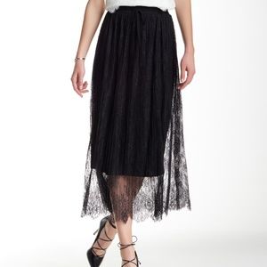 The Kooples Black Pleated Lace Skirt Sz XS
